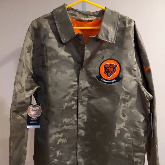 2019 Chicago Bears Nike Salute to Service Jacket ON FIELD Large NWT Repel Camo - Picture 1 of 8